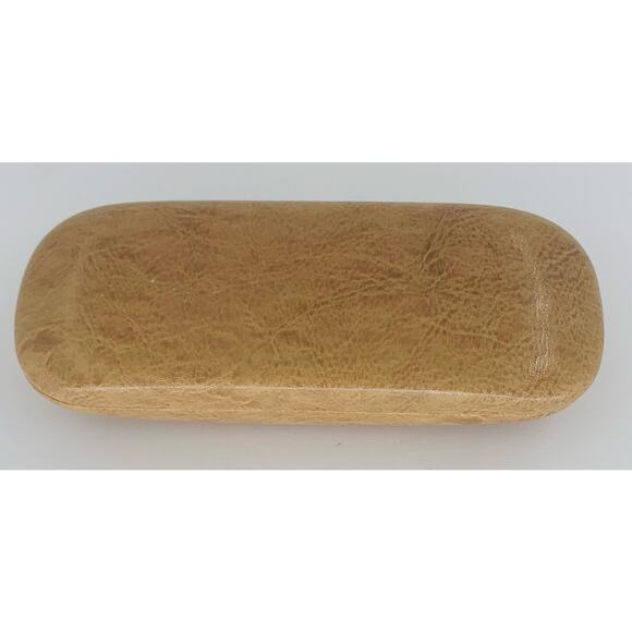 Eyeglass Case Hard Clam Shell Beige Vinyl Velvet  Holder Unisex Protective Pouch - Picture 2 of 6